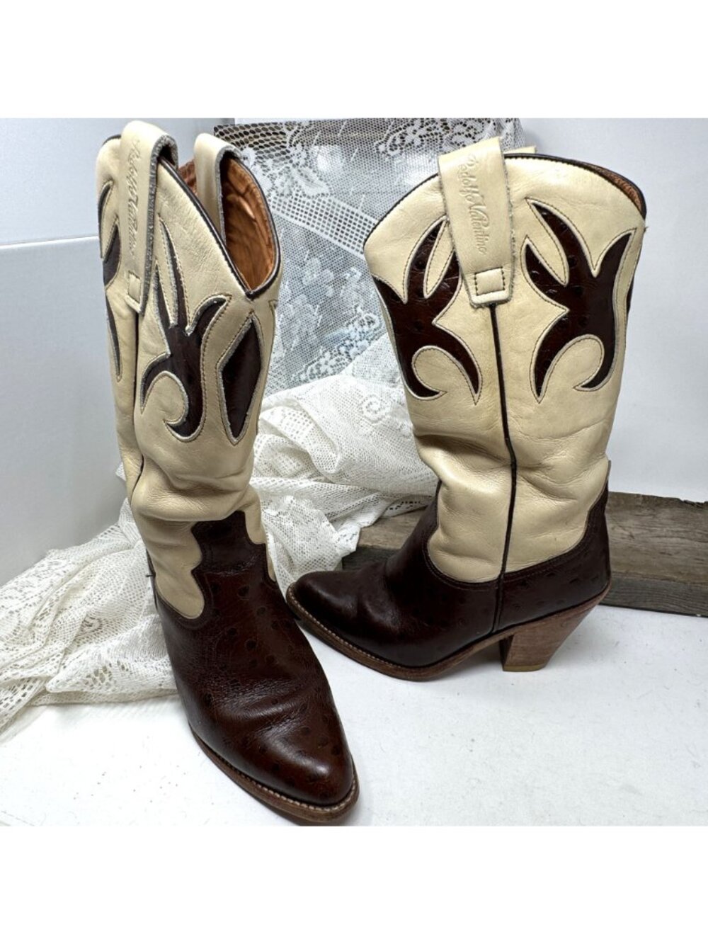 Rodolfo Valentino By Sancho Womens 7 M Leather Western Cowgirl Boots Cowboy